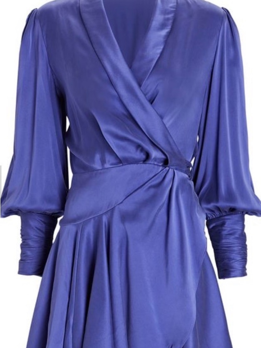 Zimmermann Purple Satin Wrap-Style Long Sleeve Dress